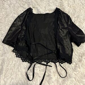 Black silky tie top